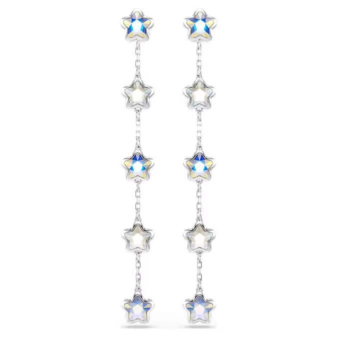 Chroma earrings Mixed cuts, Star, White, Rhodium plated