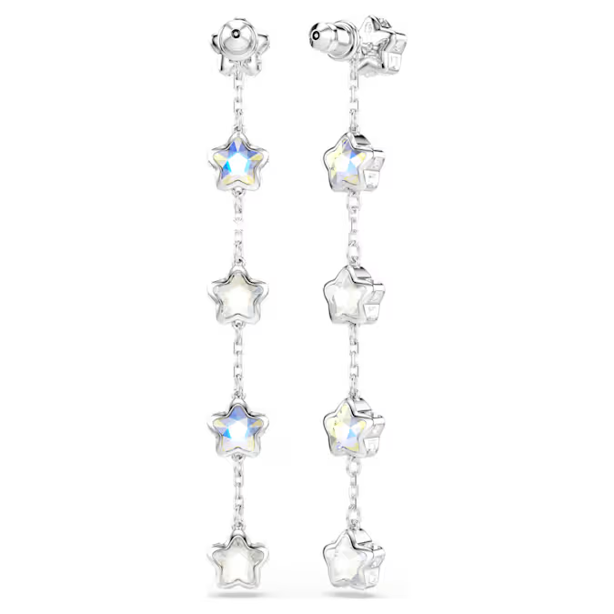 Chroma earrings Mixed cuts, Star, White, Rhodium plated
