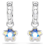 Chroma drop earrings Mixed cuts, Star, White, Rhodium plated