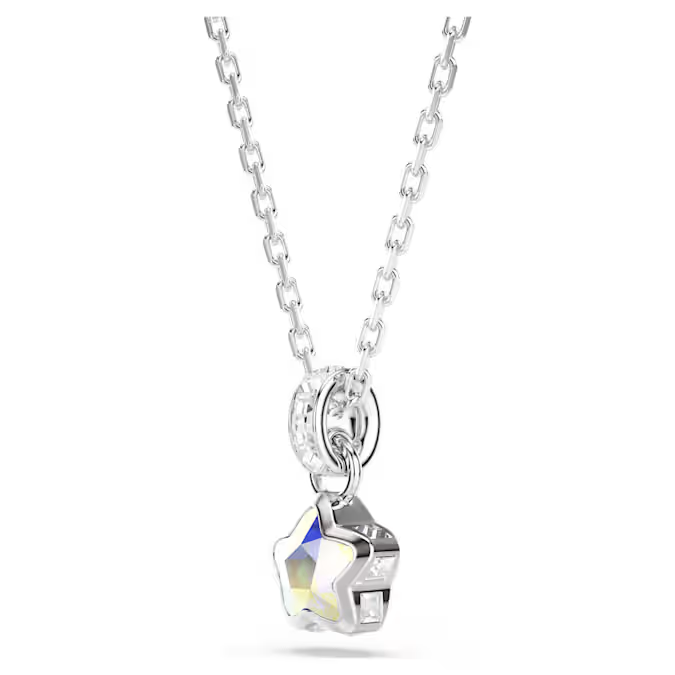 Chroma pendant Mixed cuts, Star, White, Rhodium plated