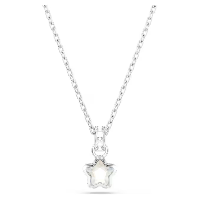 Chroma pendant Mixed cuts, Star, White, Rhodium plated