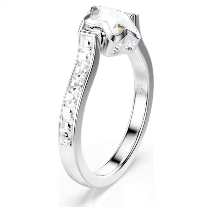 Chroma ring Mixed cuts, Star, White, Rhodium plated