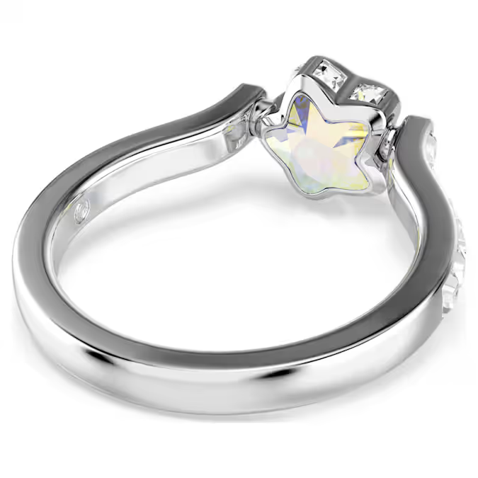 Chroma ring Mixed cuts, Star, White, Rhodium plated
