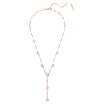 Imber Y necklace Round cut, White, 18K rose gold finish