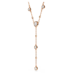 Imber Y necklace Round cut, White, 18K rose gold finish