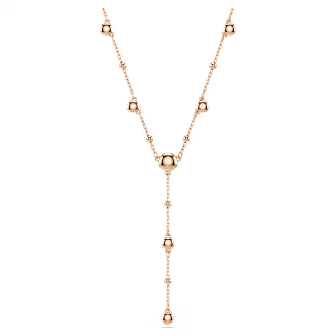Imber Y necklace Round cut, White, 18K rose gold finish