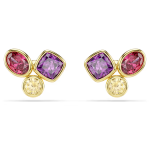 Imber stud earrings Mixed cuts, Multicolored, 18K gold finish