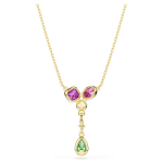 Imber Y pendant Mixed cuts, Multicolored, 18K gold finish