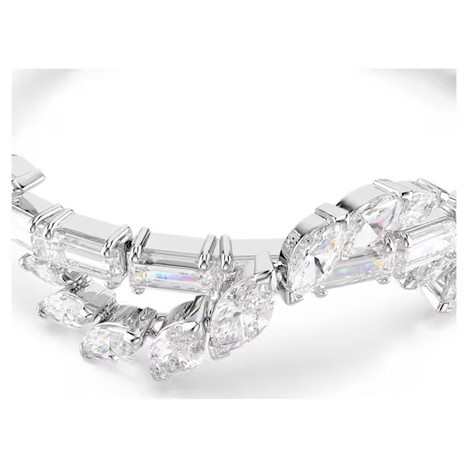 Mesmera bracelet Mixed cuts, White, Rhodium plated