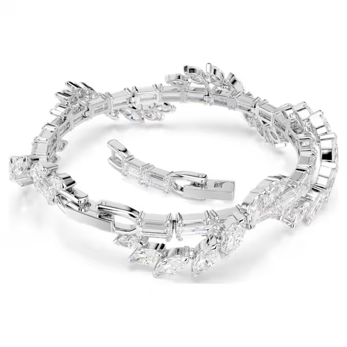 Mesmera bracelet Mixed cuts, White, Rhodium plated