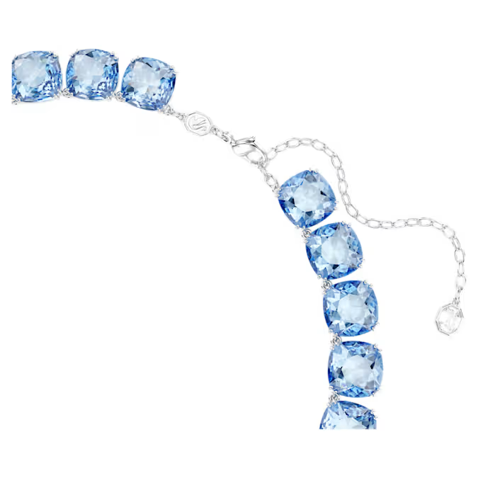 Millenia necklace Cushion cut, Blue, Rhodium plated
