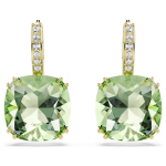 Millenia drop earrings Cushion cut, Green, 18K gold finish