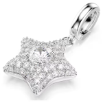 Sublima charm Round cut, Star, White, Rhodium plated