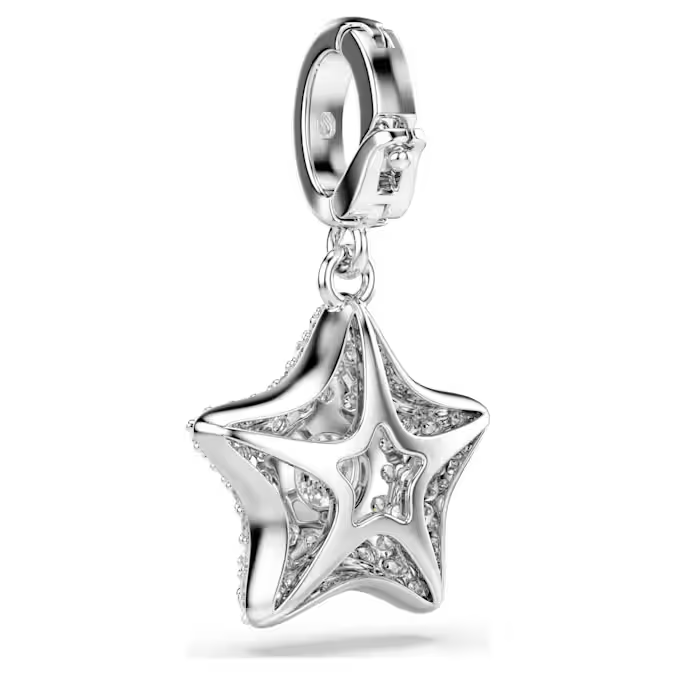 Sublima charm Round cut, Star, White, Rhodium plated