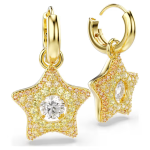 Sublima drop earrings Round cut, Star, Multicolored, 18K gold finish