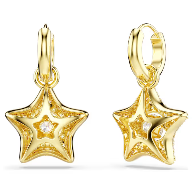 Sublima drop earrings Round cut, Star, Multicolored, 18K gold finish