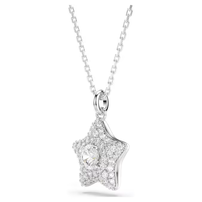 Sublima pendant Round cut, Star, White, Rhodium plated
