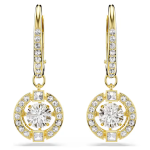 Una Angelic drop earrings Round cut, White, 18K gold finish