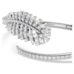 Vienna bangle Mixed cuts, Feather, White, Rhodium plated