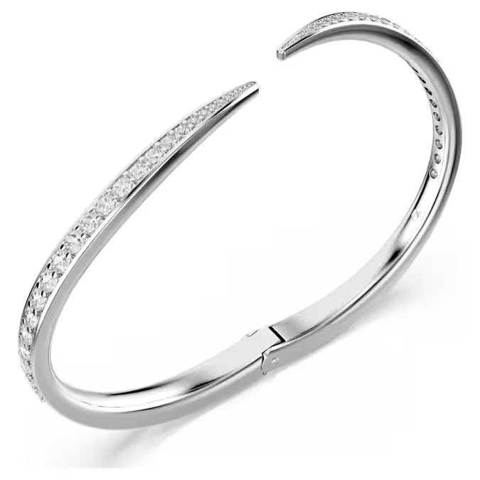 Vienna bangle Round cut, Swan, White, Rhodium plated
