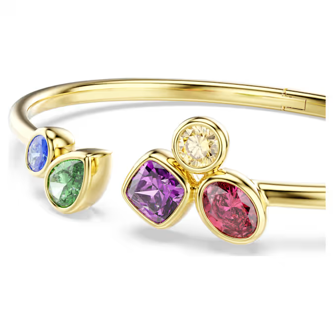 Imber bangle Mixed cuts, Multicolored, 18K gold plated