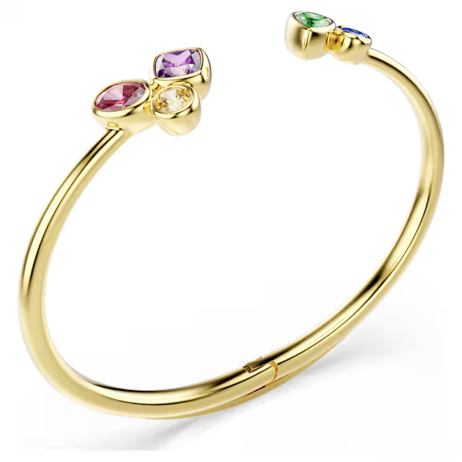 Imber bangle Mixed cuts, Multicolored, 18K gold plated