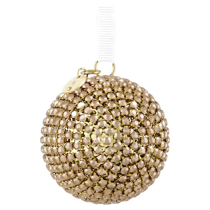 Holiday Magic Classics Crystal Mesh Ball Ornament Gold tone