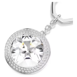 Bag charm Round cut, White, Rhodium plated