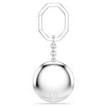 Bag charm Round cut, White, Rhodium plated