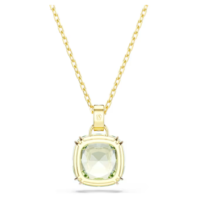 Millenia pendant Cushion cut, Green, 18K gold finish