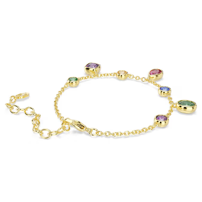 Imber bracelet Mixed cuts, Multicolored, 18K gold finish