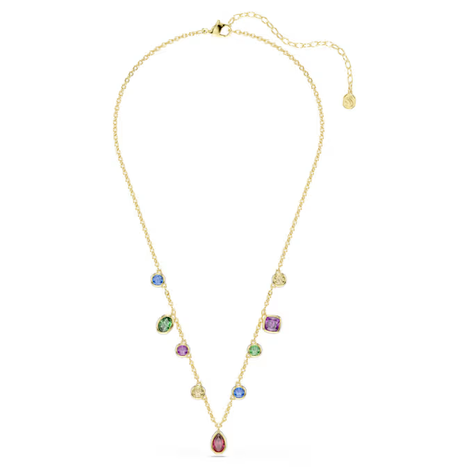 Imber necklace Mixed cuts, Multicolored, 18K gold finish