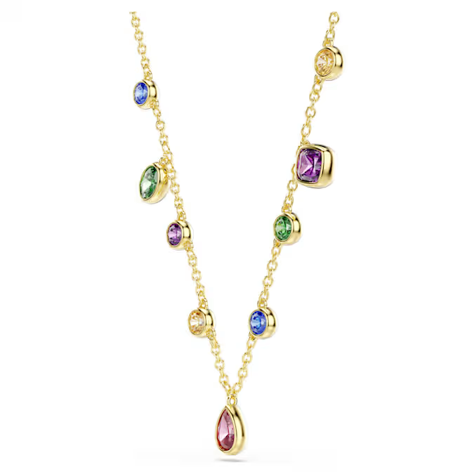 Imber necklace Mixed cuts, Multicolored, 18K gold finish