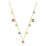 Imber necklace Mixed cuts, Multicolored, 18K gold finish