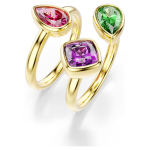 Imber cocktail ring Set (2), Mixed cuts, Multicolored, 18K gold finish