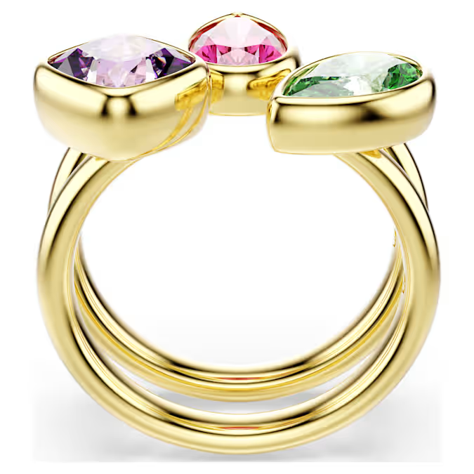 Imber cocktail ring Set (2), Mixed cuts, Multicolored, 18K gold finish