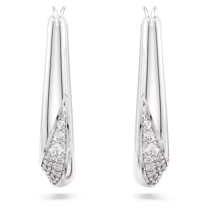 Swarovski Classica hoop earrings Round cut, Small, White, Sterling silver