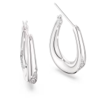 Swarovski Classica hoop earrings Round cut, Small, White, Sterling silver