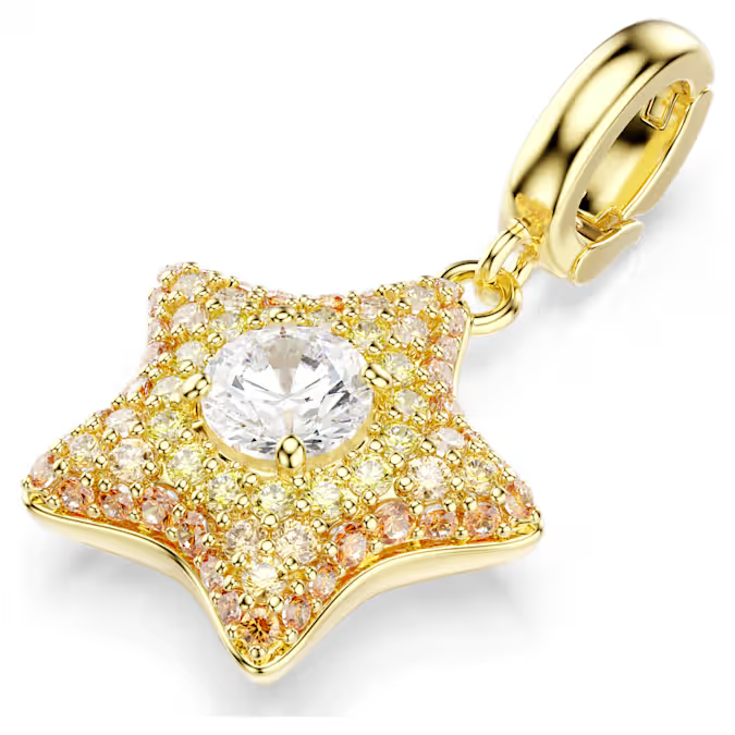 Sublima charm Round cut, Star, Yellow, 18K gold finish