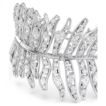 Vienna bracelet Mixed cuts, Feather, White, Rhodium plated