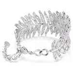 Vienna bracelet Mixed cuts, Feather, White, Rhodium plated