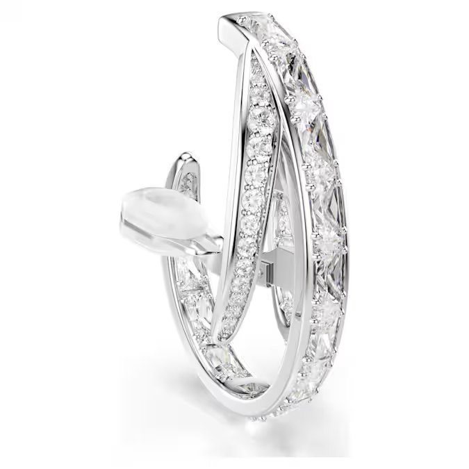 Vienna clip earrings Mixed cuts, White, Rhodium plated