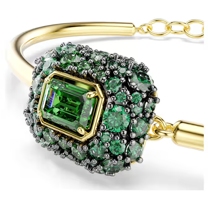 Sublima bangle Octagon cut, Green, 18K gold finish