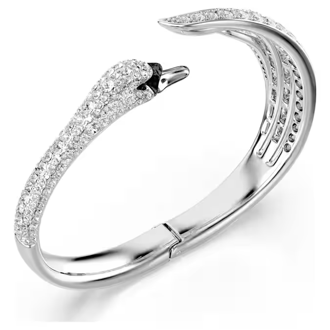 Vienna bangle Mixed cuts, Swan, White, Rhodium plated