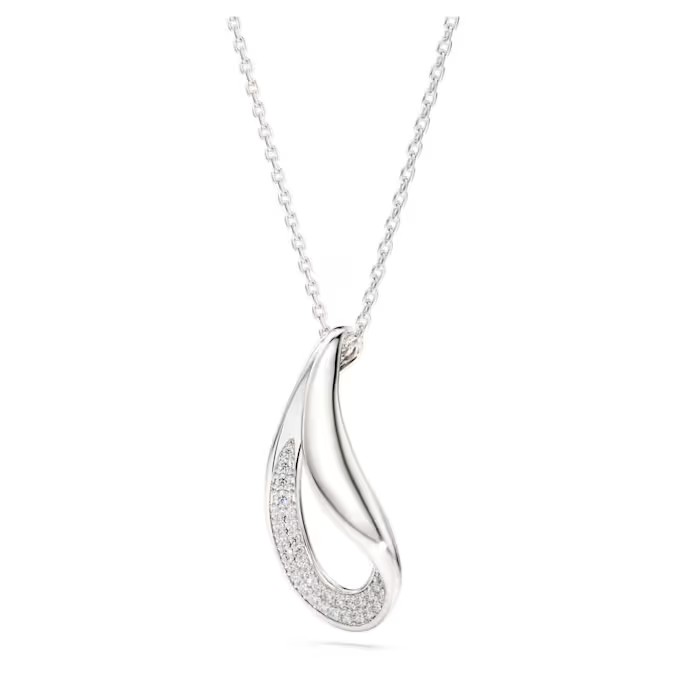 Swarovski Classica pendant Round cut, Long, White, Sterling silver