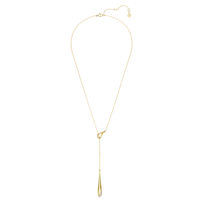 Swarovski Classica Y pendant Round cut, White, Sterling silver, 18K gold finish