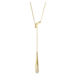 Swarovski Classica Y pendant Round cut, White, Sterling silver, 18K gold finish