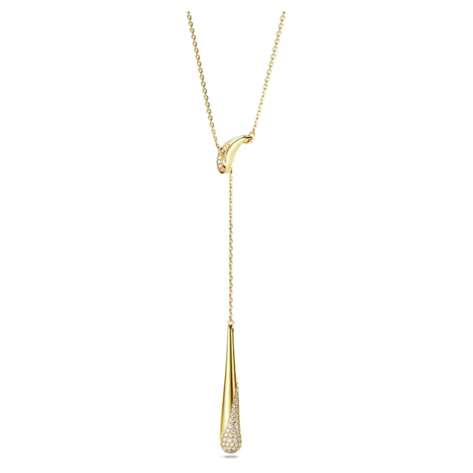 Swarovski Classica Y pendant Round cut, White, Sterling silver, 18K gold finish