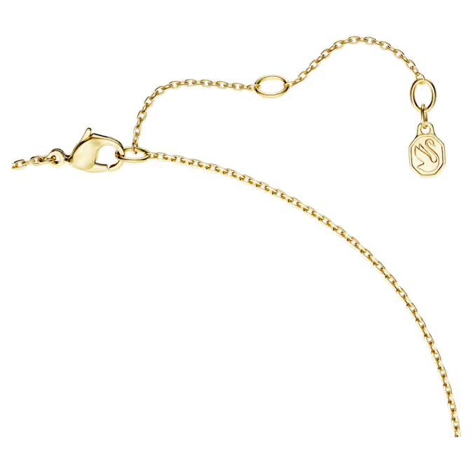 Swarovski Classica Y pendant Round cut, White, Sterling silver, 18K gold finish