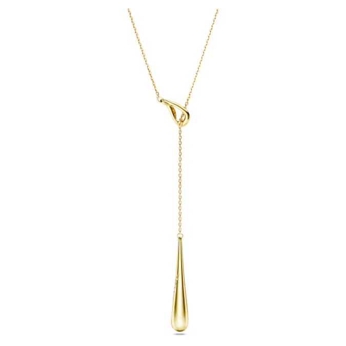 Swarovski Classica Y pendant Round cut, White, Sterling silver, 18K gold finish